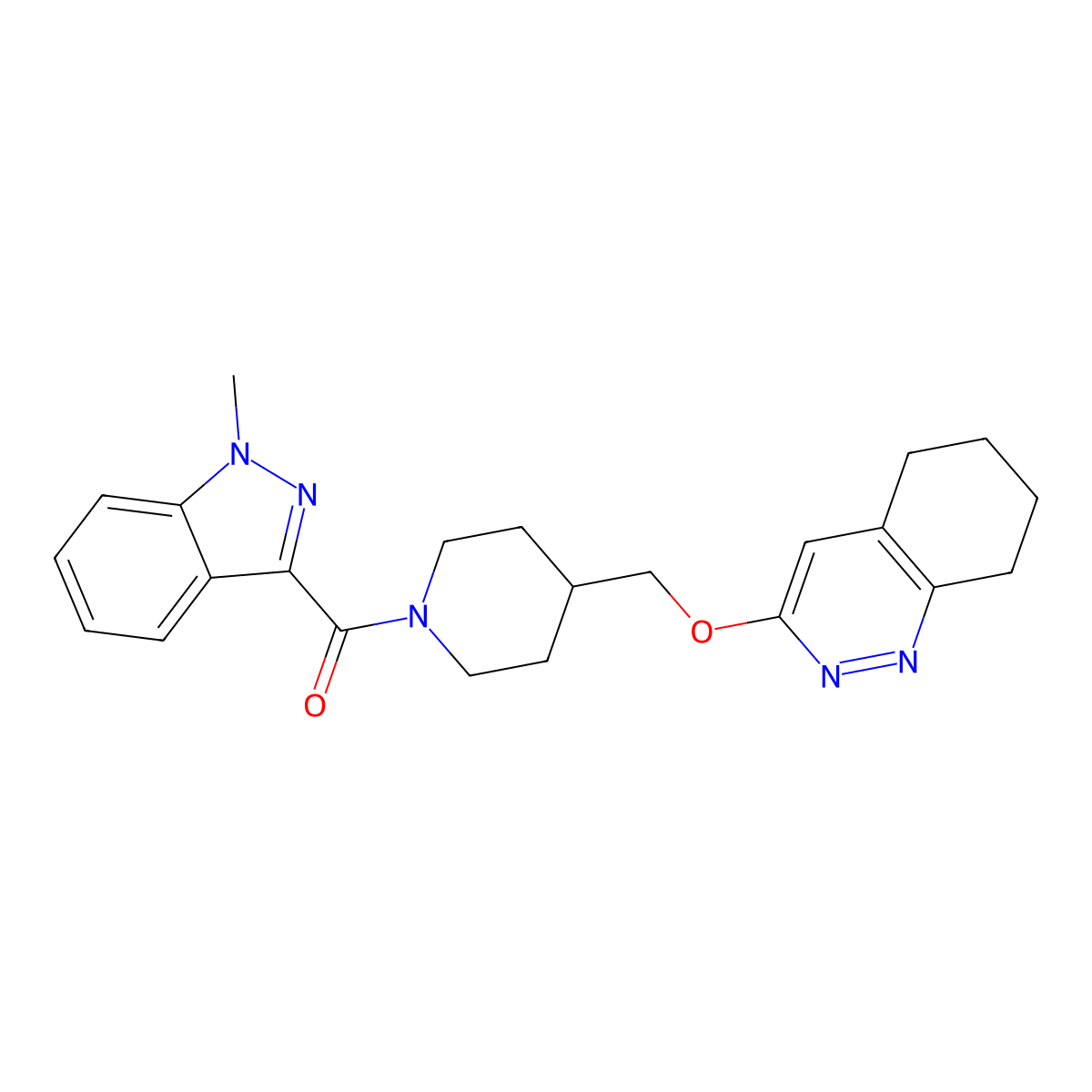 3-{[1-(1-methyl-1H-indazole-3-carbonyl)piperidin-4-yl]methoxy}-5,6,7,8-tetrahydrocinnoline molecular structure, CAS 2310128-52-8