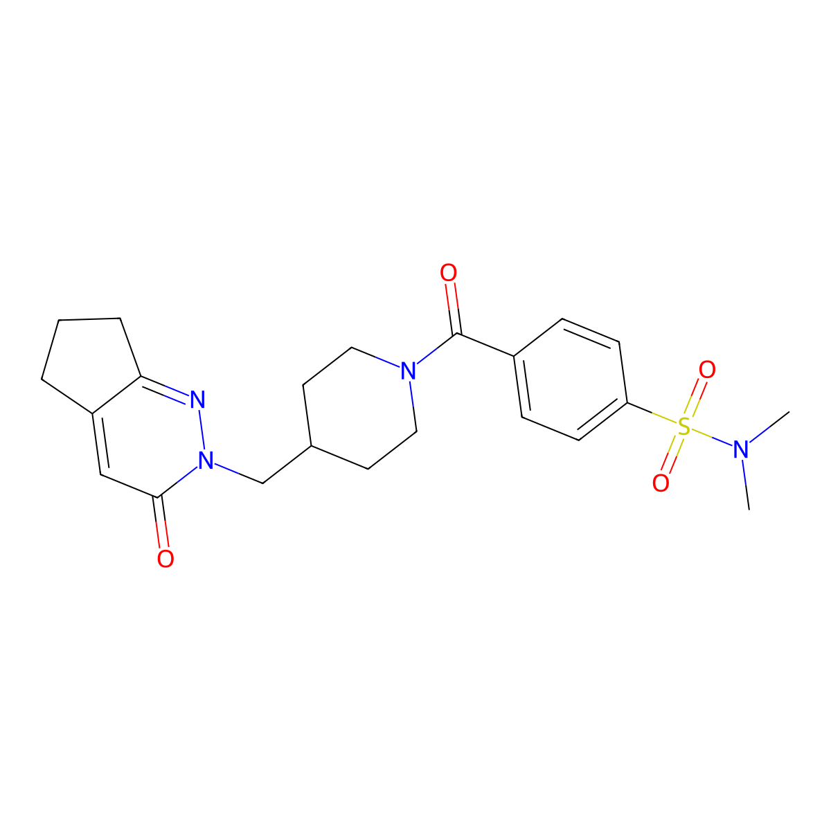 N,N-dimethyl-4-[4-({3-oxo-2H,3H,5H,6H,7H-cyclopenta[c]pyridazin-2-yl}methyl)piperidine-1-carbonyl]benzene-1-sulfonamide molecular structure, CAS 2310128-55-1