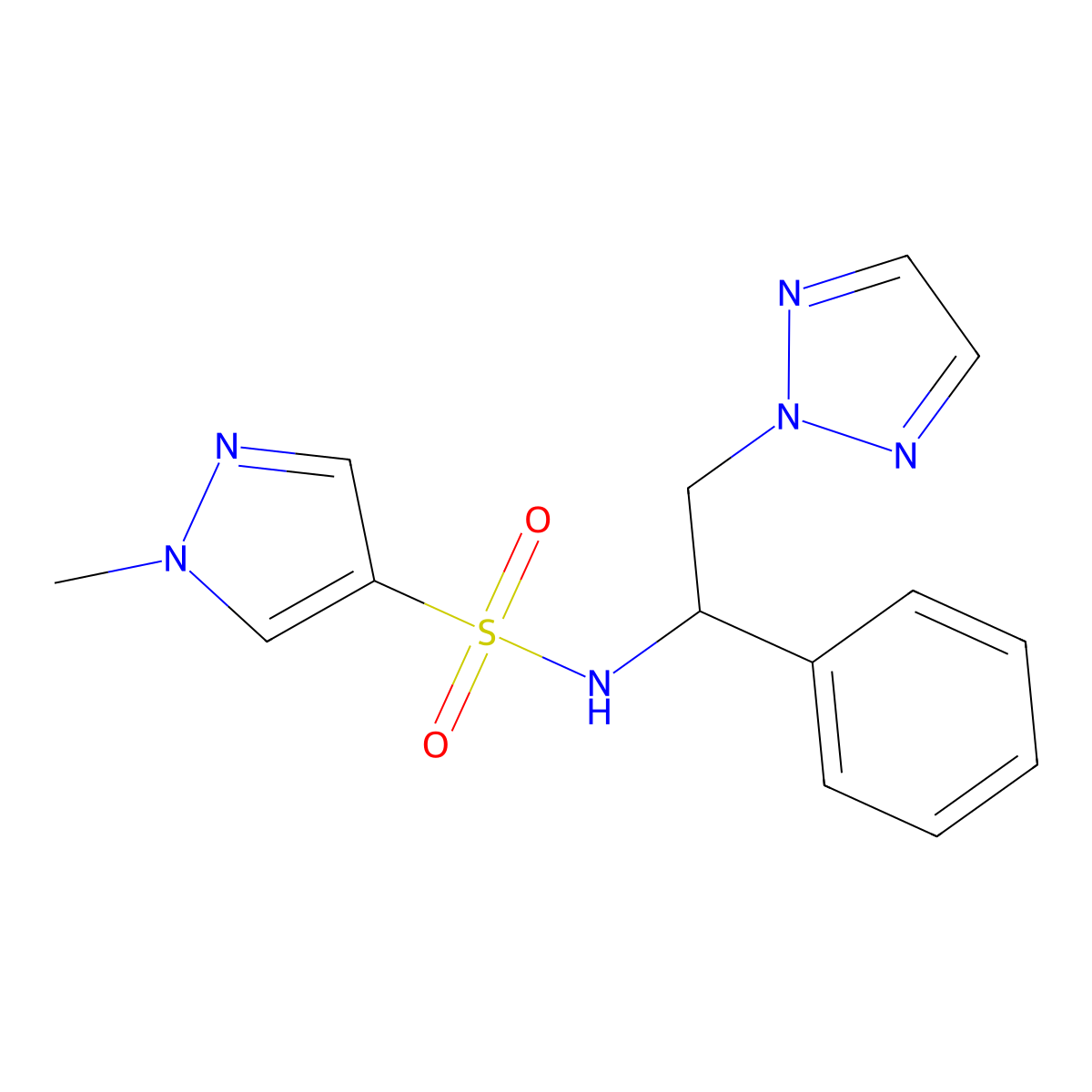 1-methyl-N-[1-phenyl-2-(2H-1,2,3-triazol-2-yl)ethyl]-1H-pyrazole-4-sulfonamide molecular structure, CAS 2310128-93-7