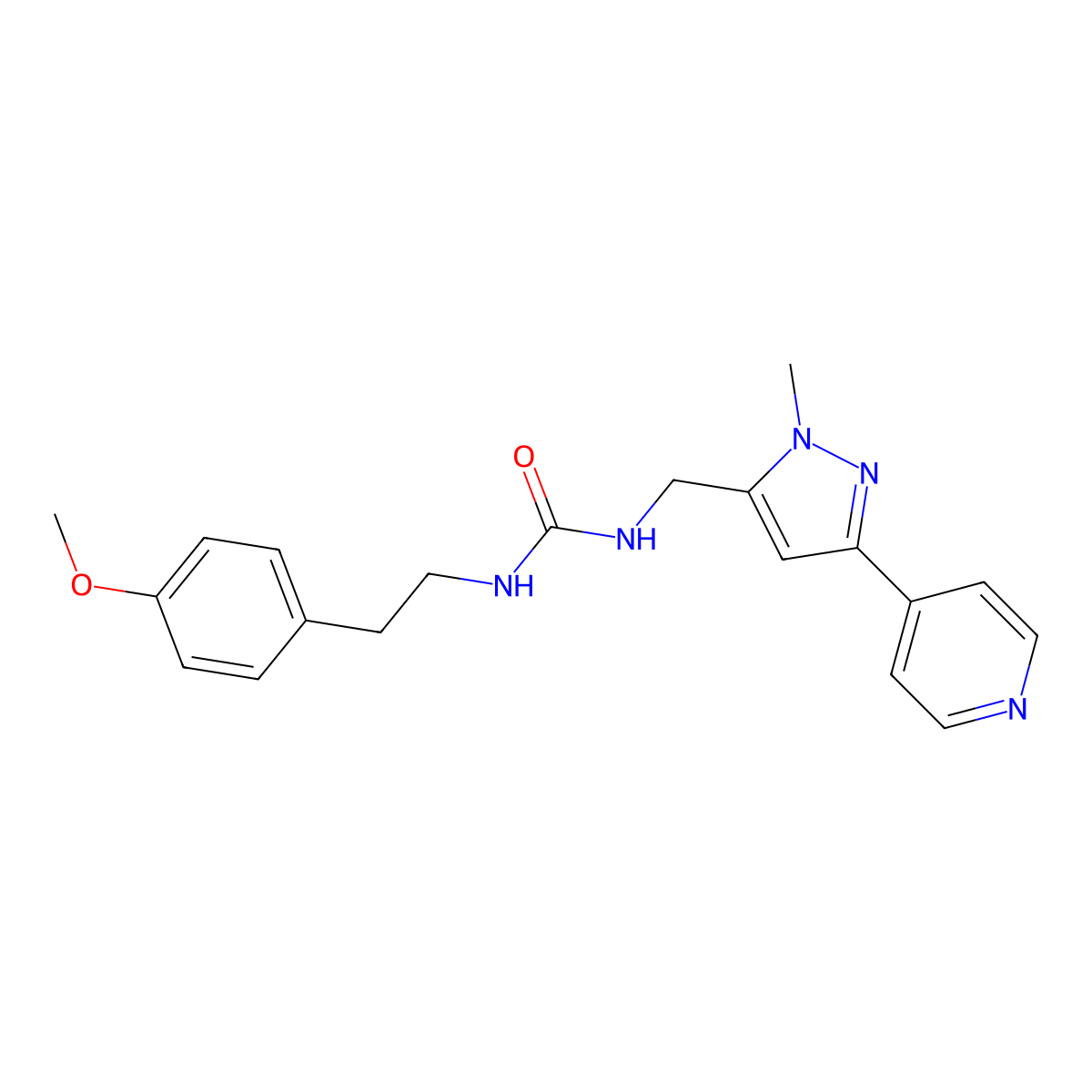 1-[2-(4-methoxyphenyl)ethyl]-3-{[1-methyl-3-(pyridin-4-yl)-1H-pyrazol-5-yl]methyl}urea molecular structure, CAS 2310129-15-6