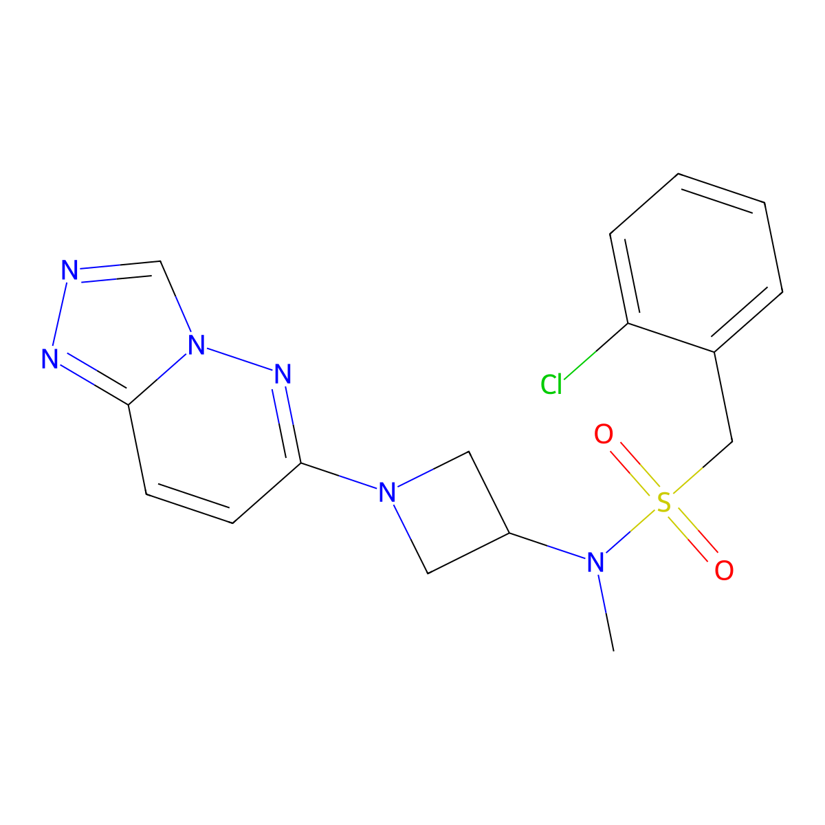 1-(2-chlorophenyl)-N-methyl-N-(1-{[1,2,4]triazolo[4,3-b]pyridazin-6-yl}azetidin-3-yl)methanesulfonamide molecular structure, CAS 2310129-34-9