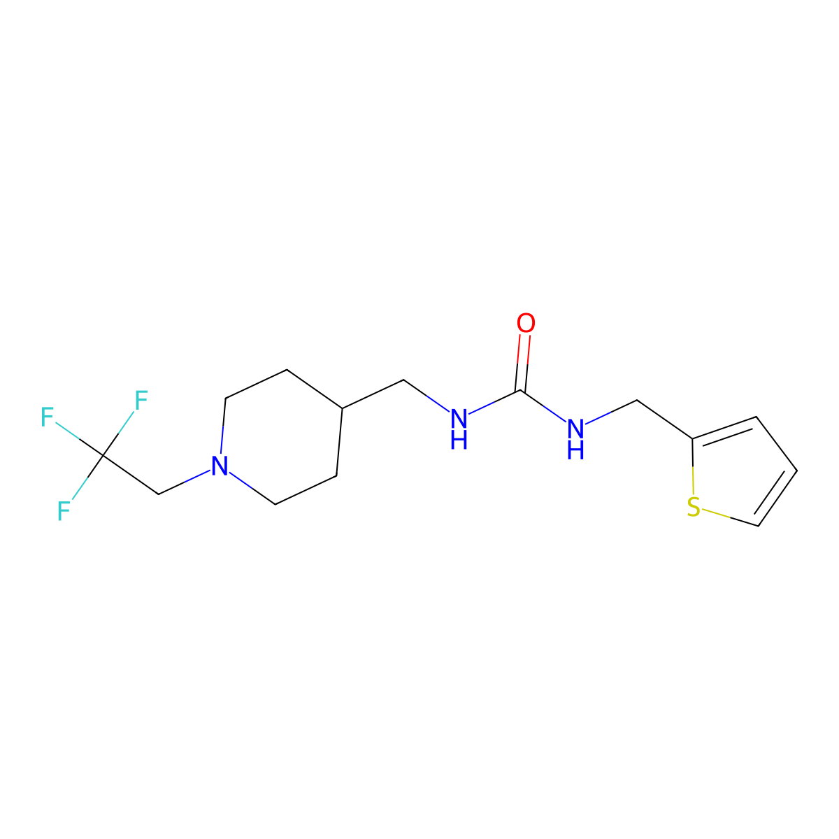 3-[(Thiophen-2-yl)methyl]-1-{[1-(2,2,2-trifluoroethyl)piperidin-4-yl]methyl}urea molecular structure, CAS 2310129-41-8