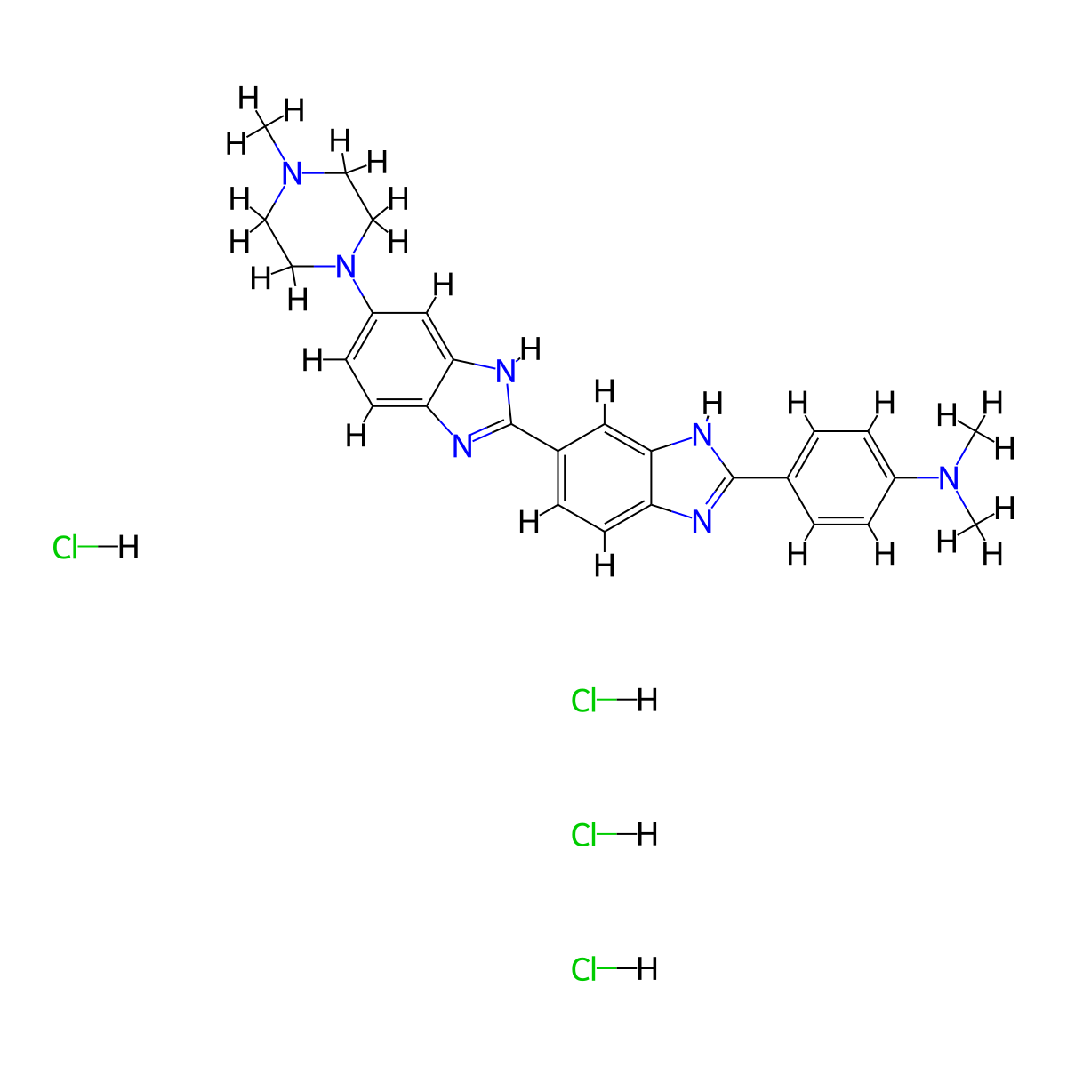 Hoechst 34580 tetrahydrochloride molecular structure, CAS 2310135-08-9