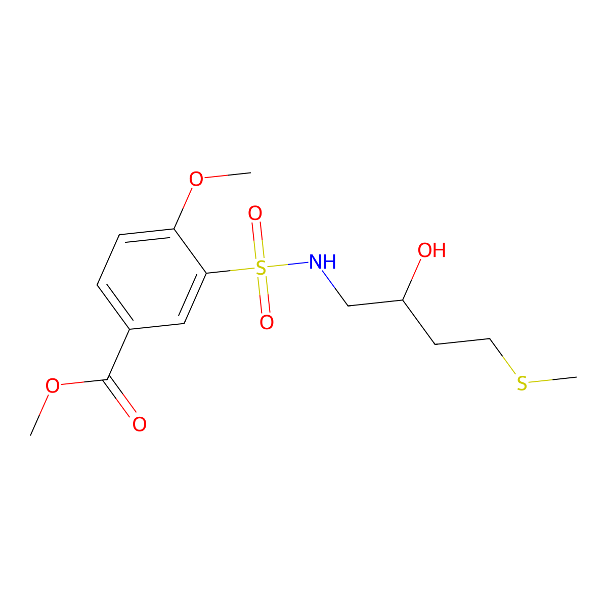 Methyl 3-{[2-hydroxy-4-(methylsulfanyl)butyl]sulfamoyl}-4-methoxybenzoate molecular structure, CAS 2310139-36-5