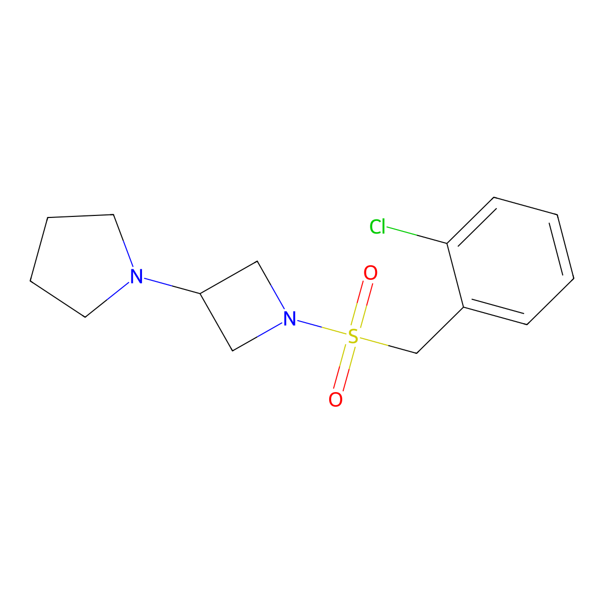 1-{1-[(2-Chlorophenyl)methanesulfonyl]azetidin-3-yl}pyrrolidine molecular structure, CAS 2310139-55-8