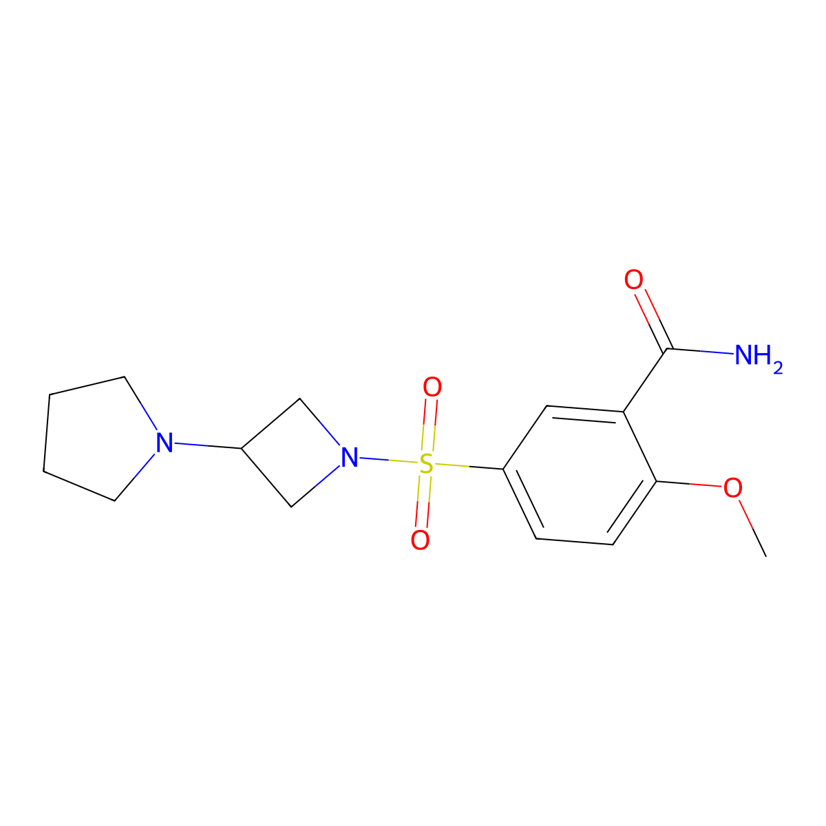 2-Methoxy-5-{[3-(pyrrolidin-1-yl)azetidin-1-yl]sulfonyl}benzamide molecular structure, CAS 2310139-61-6