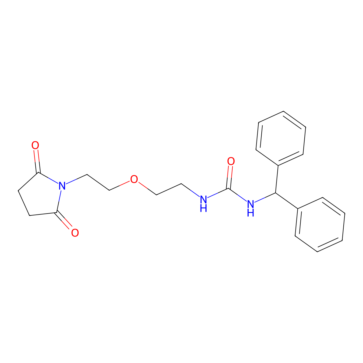 1-Benzhydryl-3-(2-(2-(2,5-dioxopyrrolidin-1-yl)ethoxy)ethyl)urea molecular structure, CAS 2310139-81-0