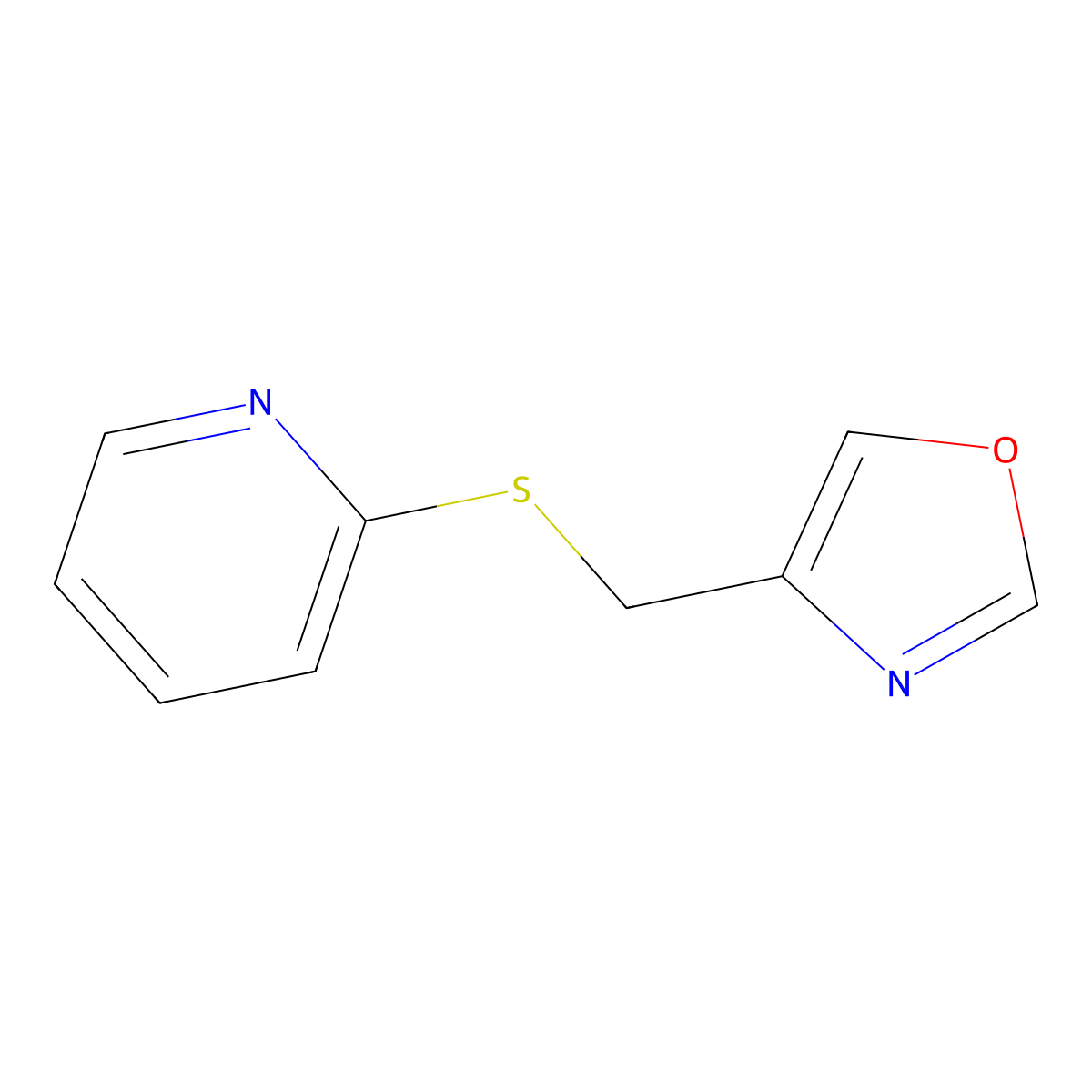 4-((Pyridin-2-ylthio)methyl)oxazole molecular structure, CAS 2310140-19-1