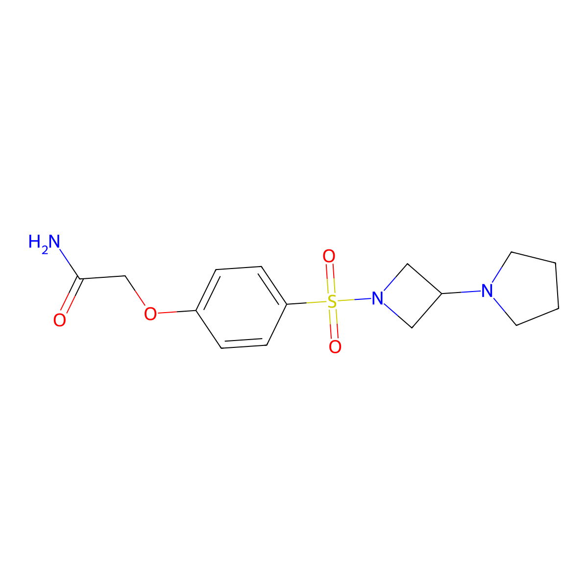 2-(4-{[3-(Pyrrolidin-1-yl)azetidin-1-yl]sulfonyl}phenoxy)acetamide molecular structure, CAS 2310140-33-9