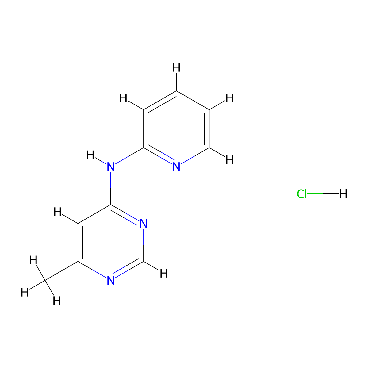 6-methyl-N-(pyridin-2-yl)pyrimidin-4-amine hydrochloride molecular structure, CAS 2310140-67-9