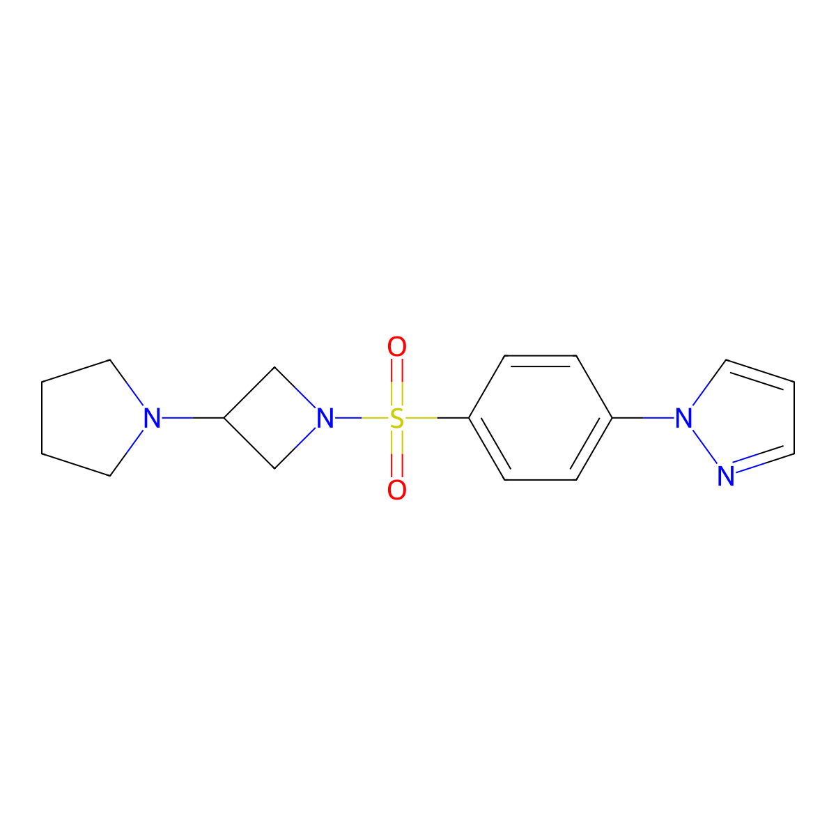 1-(4-{[3-(pyrrolidin-1-yl)azetidin-1-yl]sulfonyl}phenyl)-1H-pyrazole molecular structure, CAS 2310140-88-4