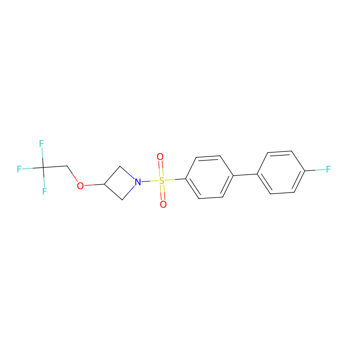 1-({4'-Fluoro-[1,1'-biphenyl]-4-yl}sulfonyl)-3-(2,2,2-trifluoroethoxy)azetidine molecular structure, CAS 2310140-96-4