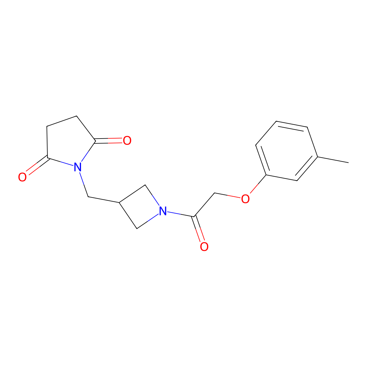 1-({1-[2-(3-Methylphenoxy)acetyl]azetidin-3-yl}methyl)pyrrolidine-2,5-dione molecular structure, CAS 2310140-98-6