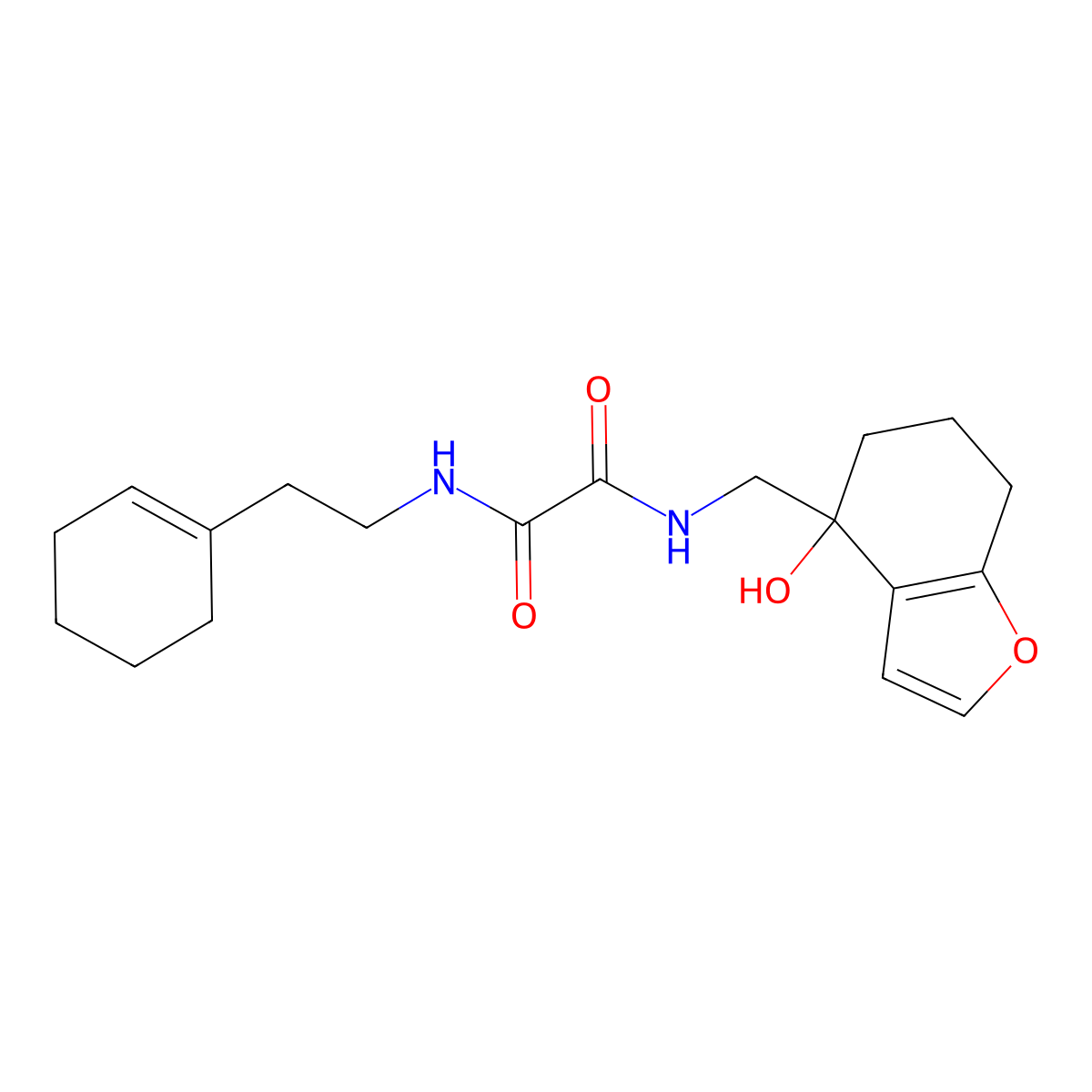 N1-(2-(cyclohex-1-en-1-yl)ethyl)-N2-((4-hydroxy-4,5,6,7-tetrahydrobenzofuran-4-yl)methyl)oxalamide molecular structure, CAS 2310141-73-0