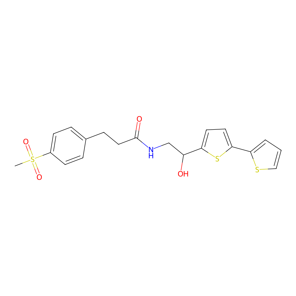 N-(2-{[2,2'-bithiophene]-5-yl}-2-hydroxyethyl)-3-(4-methanesulfonylphenyl)propanamide molecular structure, CAS 2310142-18-6