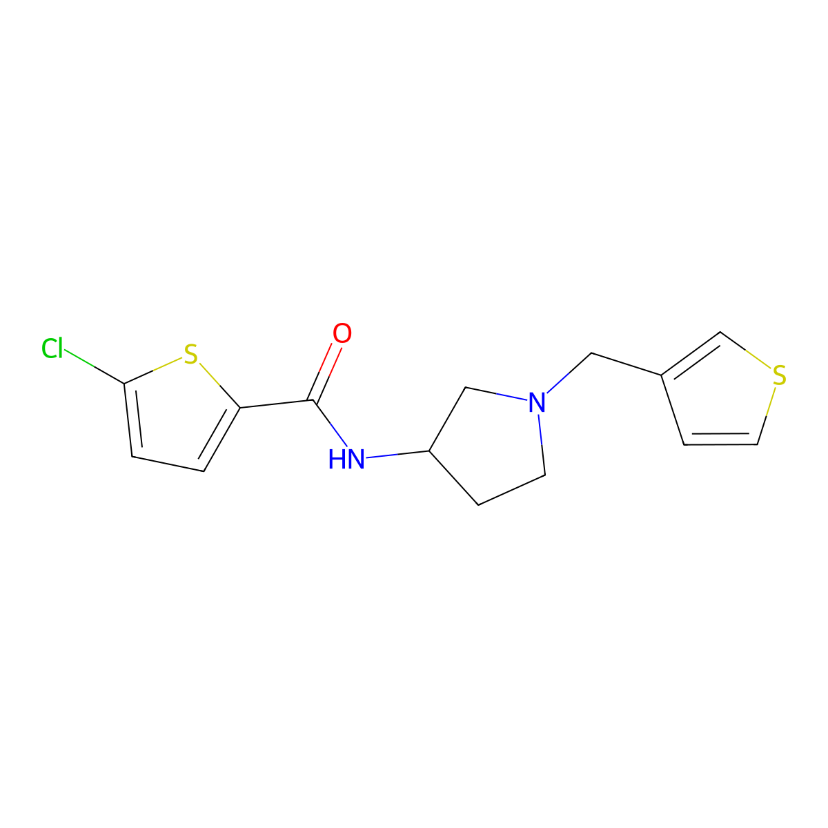 5-chloro-N-(1-(thiophen-3-ylmethyl)pyrrolidin-3-yl)thiophene-2-carboxamide molecular structure, CAS 2310142-30-2