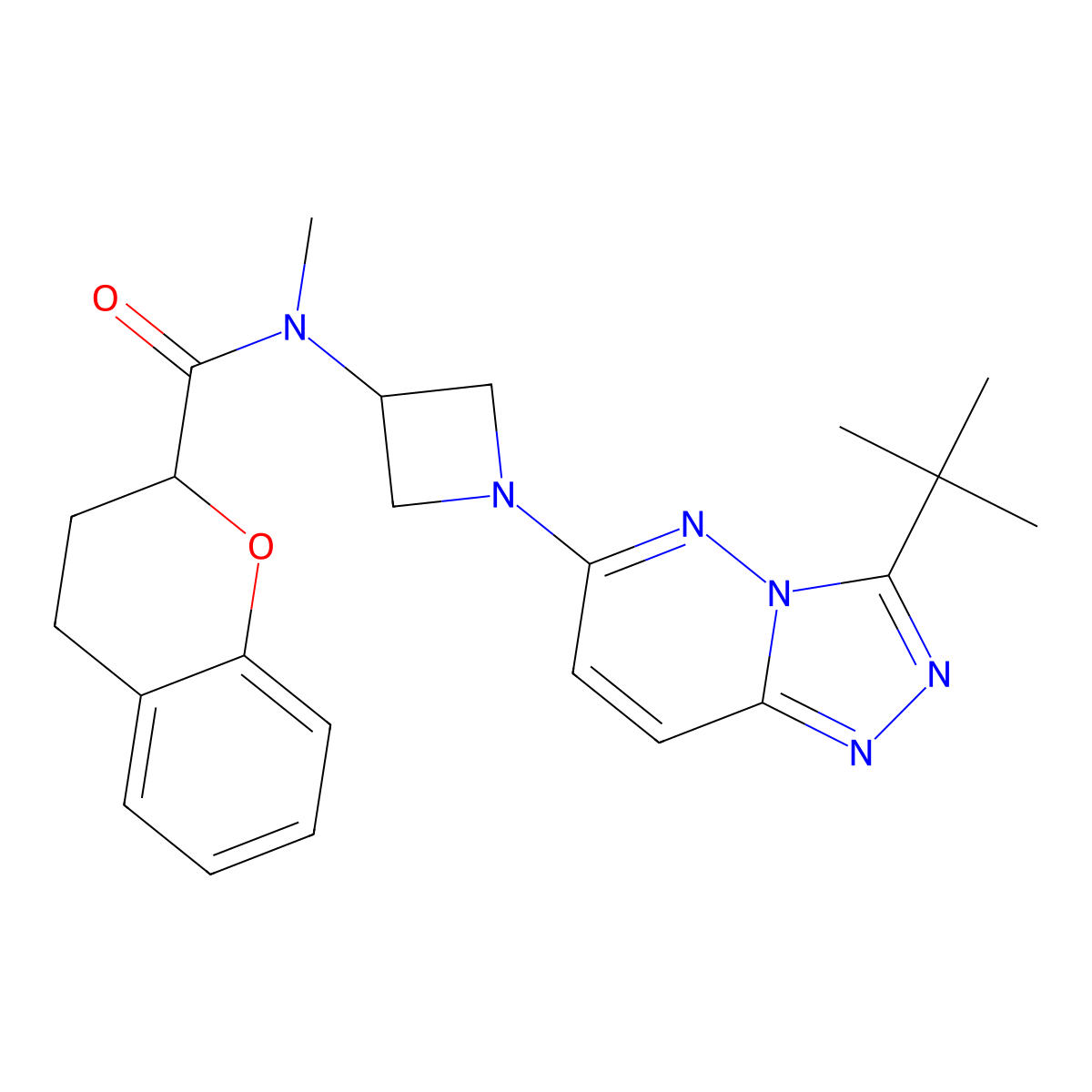N-(1-{3-tert-butyl-[1,2,4]triazolo[4,3-b]pyridazin-6-yl}azetidin-3-yl)-N-methyl-3,4-dihydro-2H-1-benzopyran-2-carboxamide molecular structure, CAS 2310142-34-6