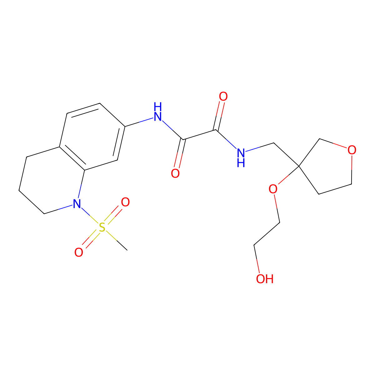 N-{[3-(2-hydroxyethoxy)oxolan-3-yl]methyl}-N'-(1-methanesulfonyl-1,2,3,4-tetrahydroquinolin-7-yl)ethanediamide molecular structure, CAS 2310142-46-0