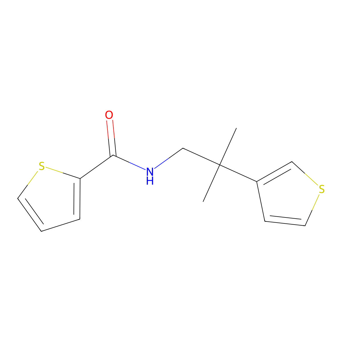 N-(2-methyl-2-(thiophen-3-yl)propyl)thiophene-2-carboxamide molecular structure, CAS 2310142-60-8