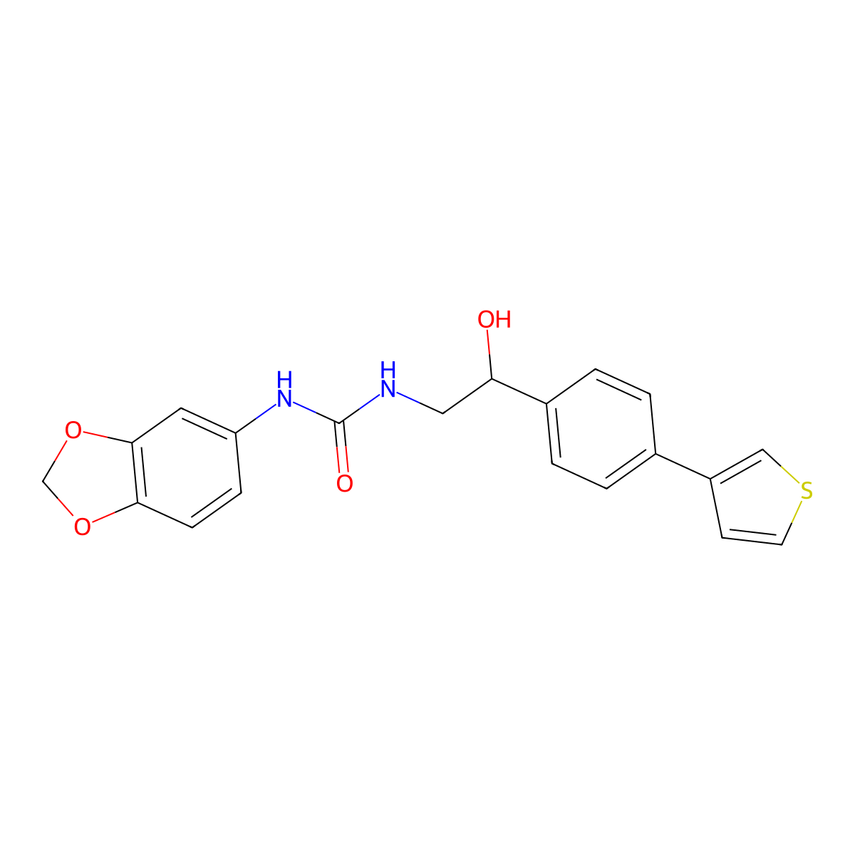 3-(2H-1,3-benzodioxol-5-yl)-1-{2-hydroxy-2-[4-(thiophen-3-yl)phenyl]ethyl}urea molecular structure, CAS 2310142-92-6