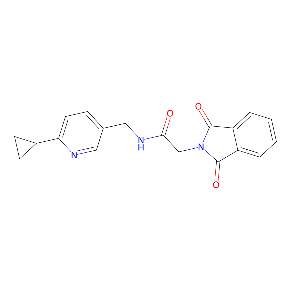 N-[(6-cyclopropylpyridin-3-yl)methyl]-2-(1,3-dioxo-2,3-dihydro-1H-isoindol-2-yl)acetamide molecular structure, CAS 2310143-25-8