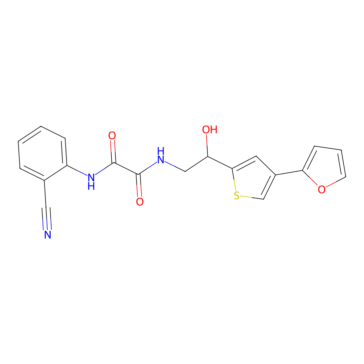 N'-(2-Cyanophenyl)-N-[2-[4-(furan-2-yl)thiophen-2-yl]-2-hydroxyethyl]oxamide molecular structure, CAS 2310143-61-2