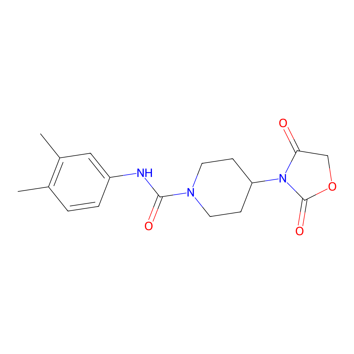 N-(3,4-dimethylphenyl)-4-(2,4-dioxooxazolidin-3-yl)piperidine-1-carboxamide molecular structure, CAS 2310143-68-9