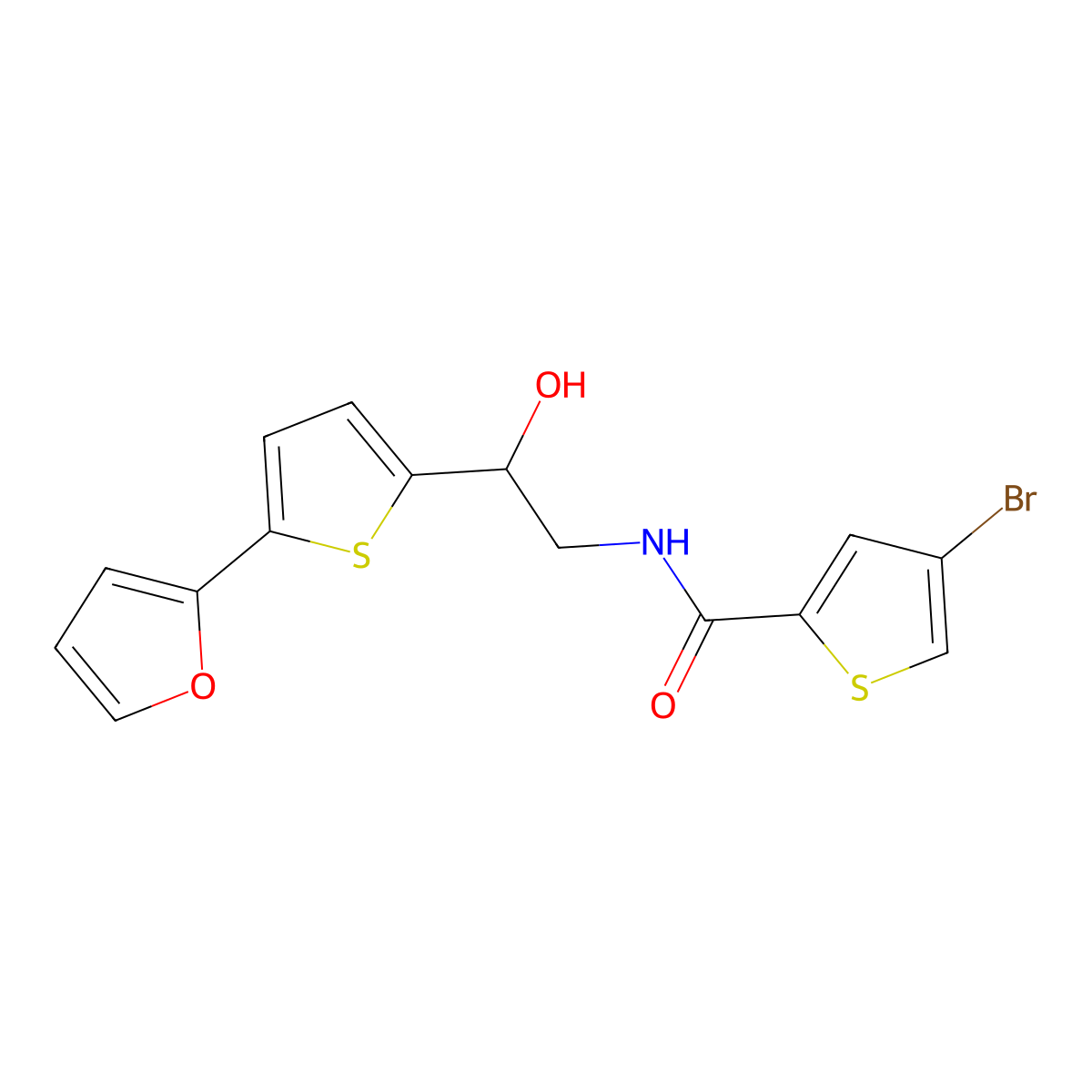 4-bromo-N-{2-[5-(furan-2-yl)thiophen-2-yl]-2-hydroxyethyl}thiophene-2-carboxamide molecular structure, CAS 2310144-27-3