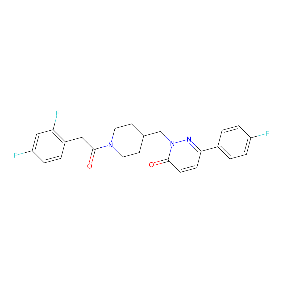 2-((1-(2-(2,4-difluorophenyl)acetyl)piperidin-4-yl)methyl)-6-(4-fluorophenyl)pyridazin-3(2H)-one molecular structure, CAS 2310144-36-4