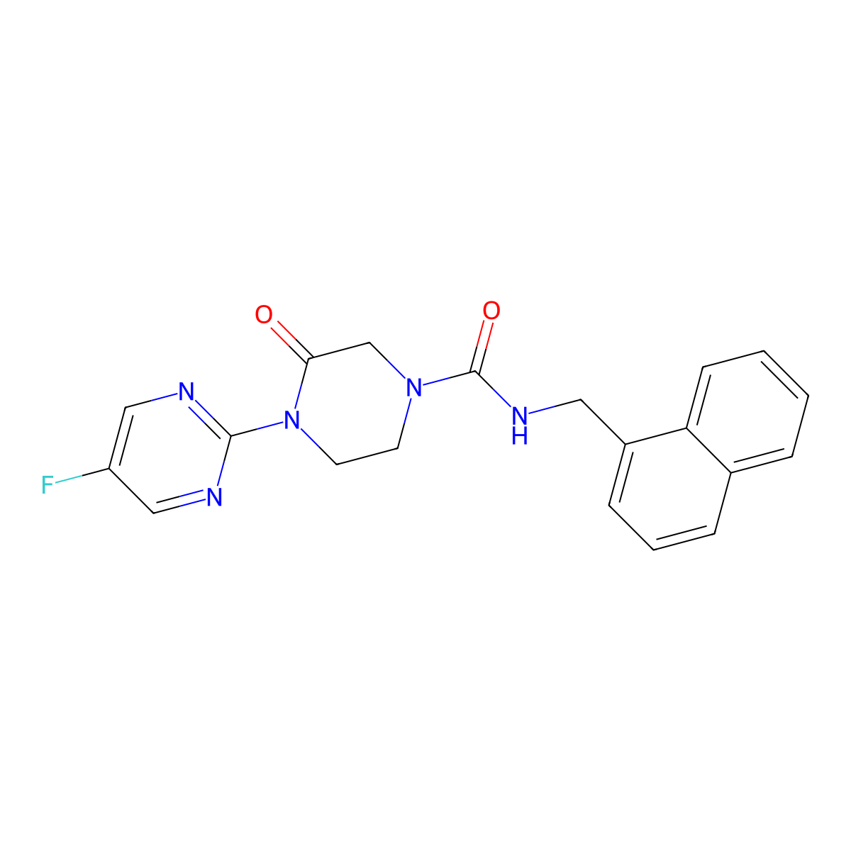 4-(5-fluoropyrimidin-2-yl)-N-[(naphthalen-1-yl)methyl]-3-oxopiperazine-1-carboxamide molecular structure, CAS 2310144-52-4