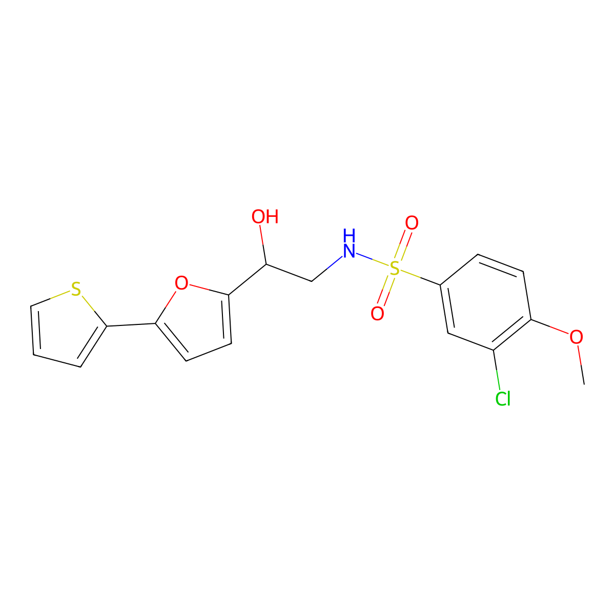 3-chloro-N-{2-hydroxy-2-[5-(thiophen-2-yl)furan-2-yl]ethyl}-4-methoxybenzene-1-sulfonamide molecular structure, CAS 2310145-01-6