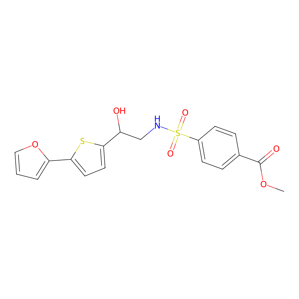 Methyl 4-({2-[5-(furan-2-yl)thiophen-2-yl]-2-hydroxyethyl}sulfamoyl)benzoate molecular structure, CAS 2310145-23-2