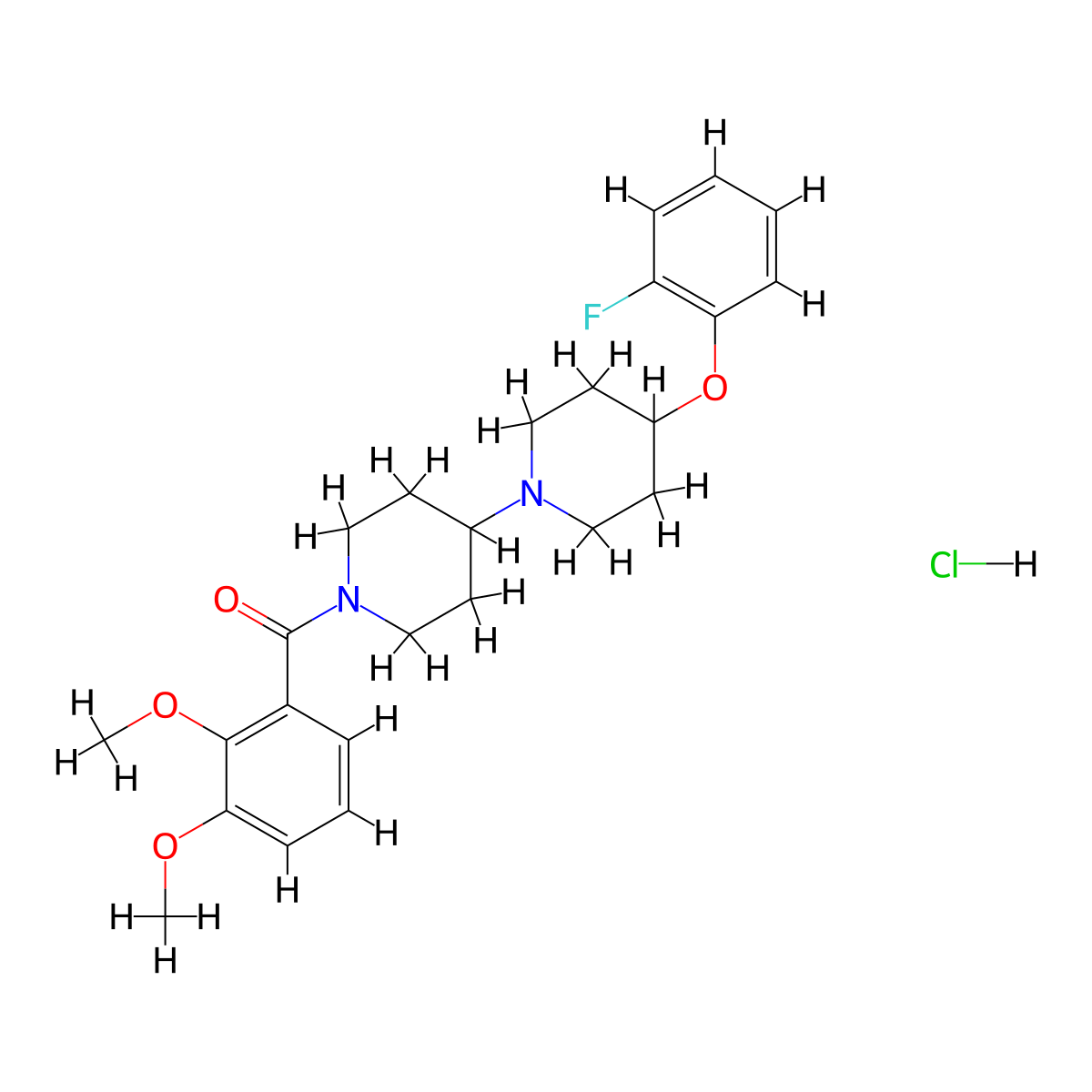 1'-(2,3-Dimethoxybenzoyl)-4-(2-fluorophenoxy)-1,4'-bipiperidine hydrochloride molecular structure, CAS 2310145-52-7