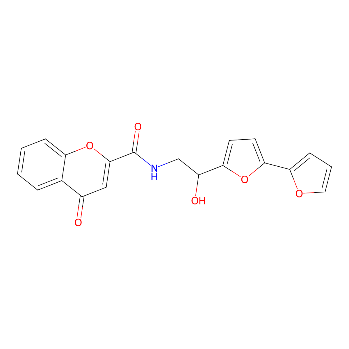N-(2-{[2,2'-bifuran]-5-yl}-2-hydroxyethyl)-4-oxo-4H-chromene-2-carboxamide molecular structure, CAS 2310145-60-7