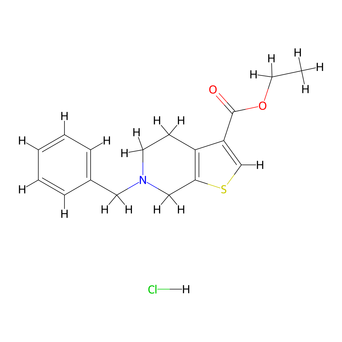 ethyl 6-benzyl-4H,5H,6H,7H-thieno[2,3-c]pyridine-3-carboxylate hydrochloride molecular structure, CAS 2310145-80-1