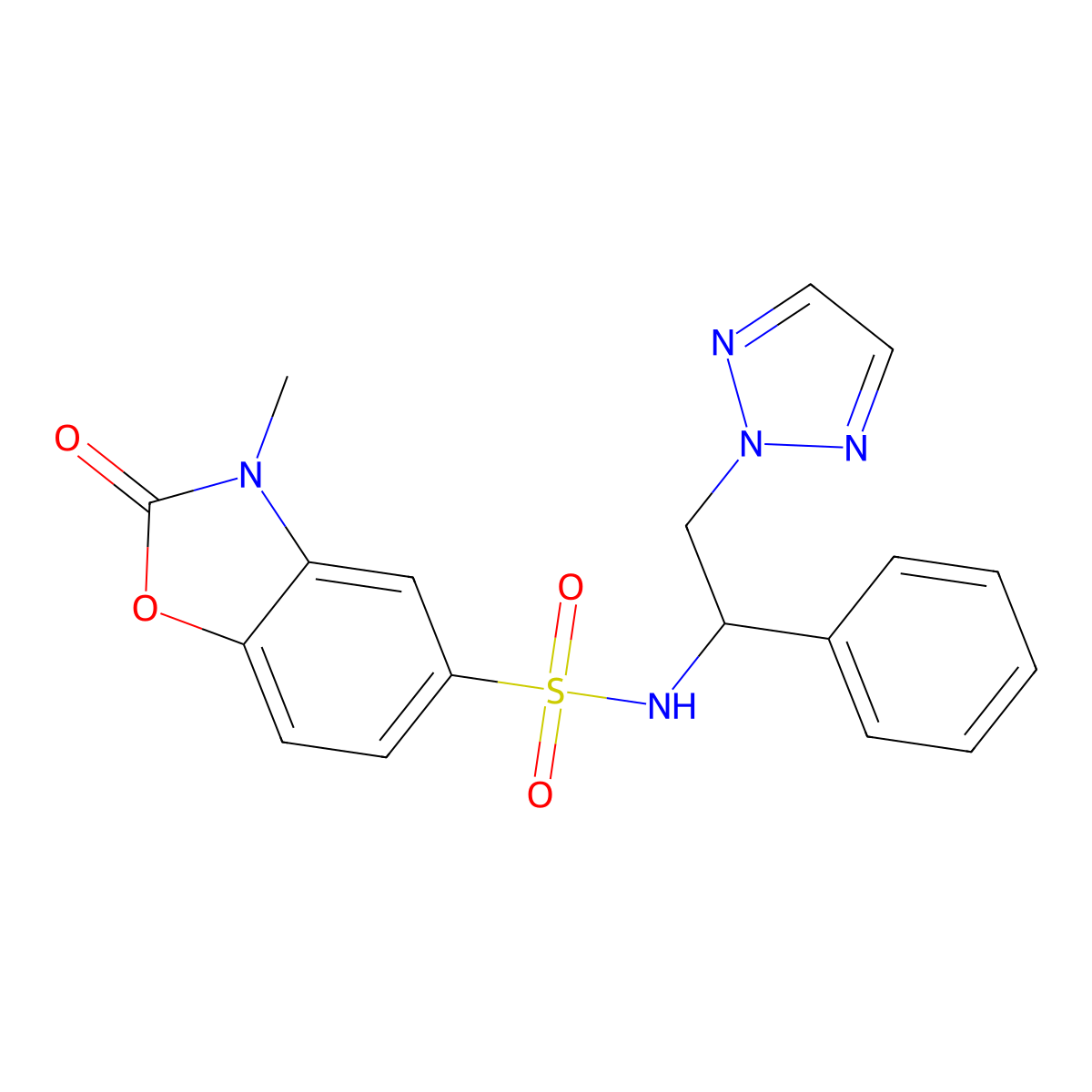 3-methyl-2-oxo-N-(1-phenyl-2-(2H-1,2,3-triazol-2-yl)ethyl)-2,3-dihydrobenzo[d]oxazole-5-sulfonamide molecular structure, CAS 2310145-88-9