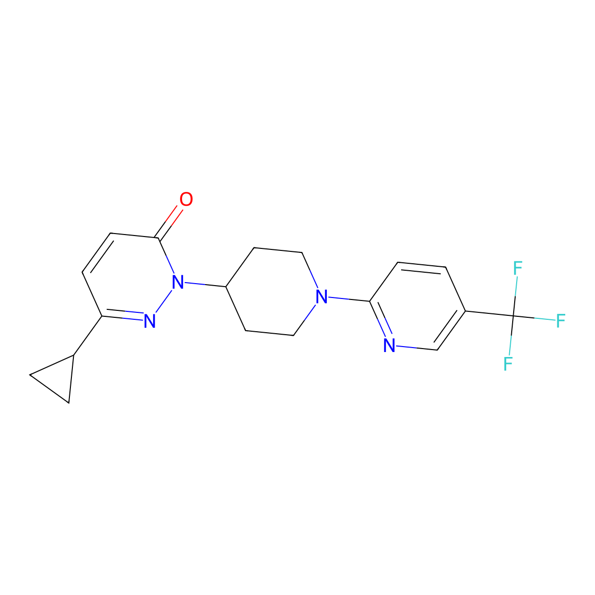 6-Cyclopropyl-2-{1-[5-(trifluoromethyl)pyridin-2-yl]piperidin-4-yl}-2,3-dihydropyridazin-3-one molecular structure, CAS 2310146-01-9