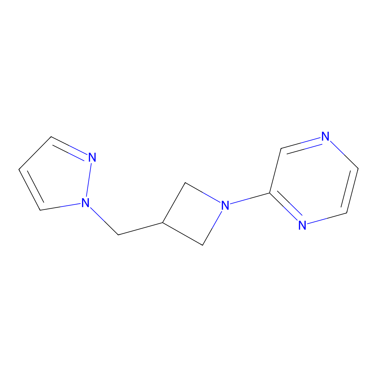 2-{3-[(1H-pyrazol-1-yl)methyl]azetidin-1-yl}pyrazine molecular structure, CAS 2310146-09-7