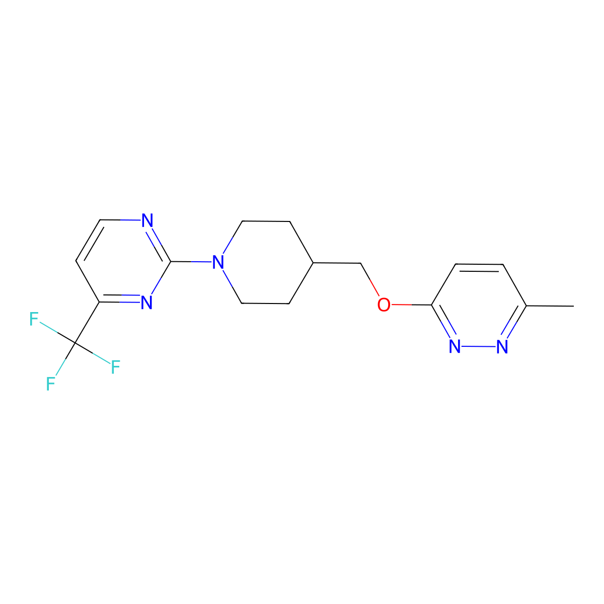 2-(4-{[(6-Methylpyridazin-3-yl)oxy]methyl}piperidin-1-yl)-4-(trifluoromethyl)pyrimidine molecular structure, CAS 2310146-46-2