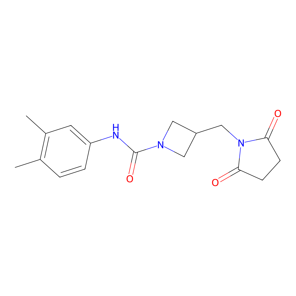 N-(3,4-Dimethylphenyl)-3-[(2,5-dioxopyrrolidin-1-yl)methyl]azetidine-1-carboxamide molecular structure, CAS 2310146-67-7