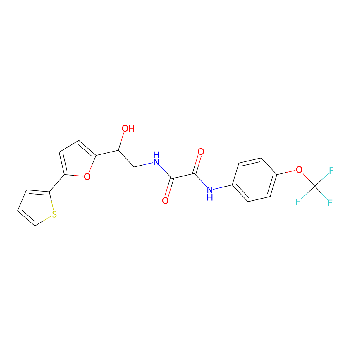 N-{2-hydroxy-2-[5-(thiophen-2-yl)furan-2-yl]ethyl}-N'-[4-(trifluoromethoxy)phenyl]ethanediamide molecular structure, CAS 2310146-73-5