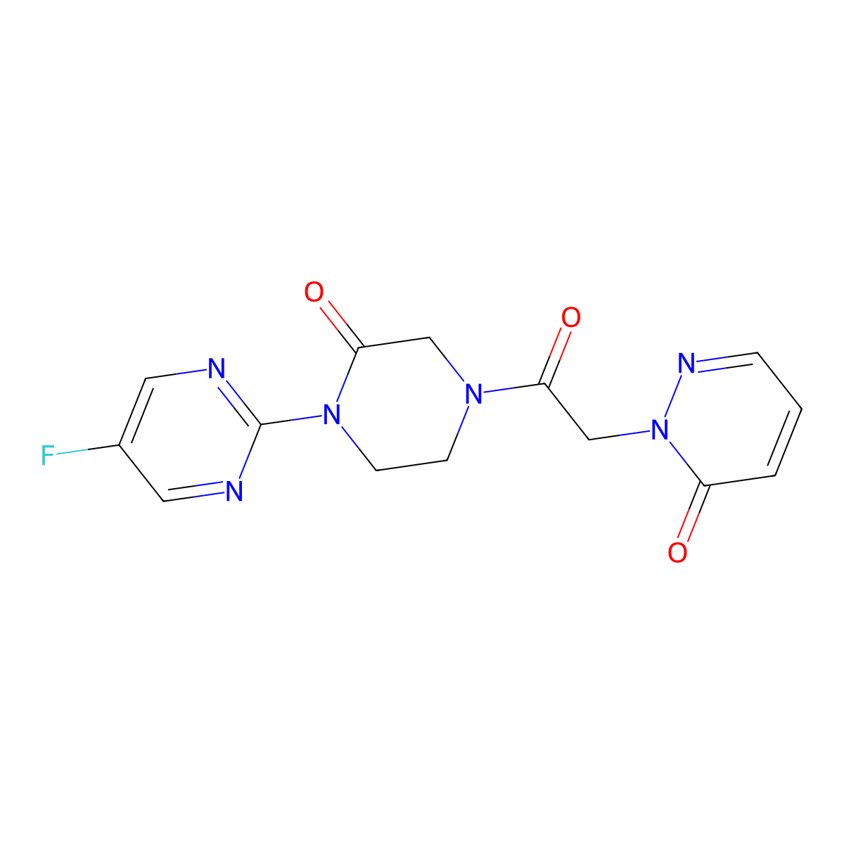 2-{2-[4-(5-Fluoropyrimidin-2-yl)-3-oxopiperazin-1-yl]-2-oxoethyl}-2,3-dihydropyridazin-3-one molecular structure, CAS 2310146-80-4