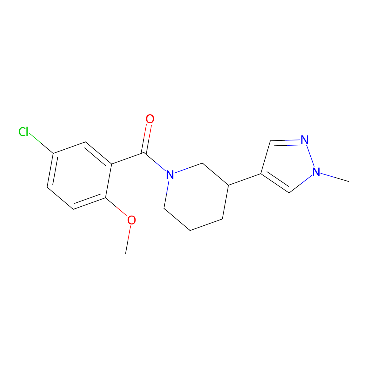 1-(5-chloro-2-methoxybenzoyl)-3-(1-methyl-1H-pyrazol-4-yl)piperidine molecular structure, CAS 2310146-88-2
