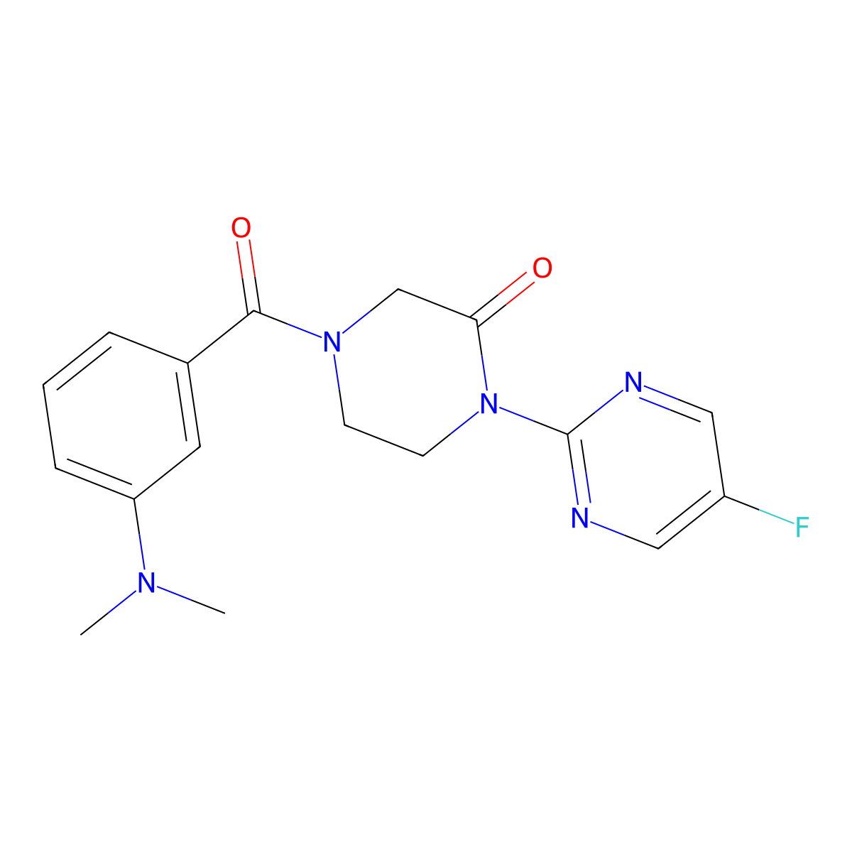 4-[3-(Dimethylamino)benzoyl]-1-(5-fluoropyrimidin-2-yl)piperazin-2-one molecular structure, CAS 2310146-97-3