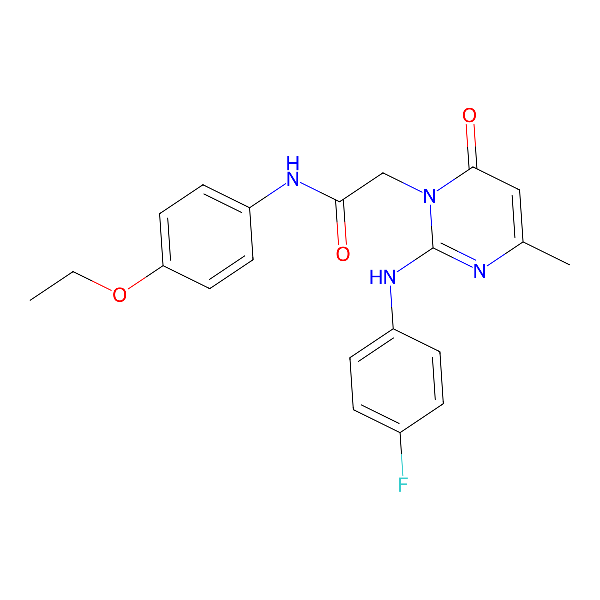 N-(4-ethoxyphenyl)-2-{2-[(4-fluorophenyl)amino]-4-methyl-6-oxo-1,6-dihydropyrimidin-1-yl}acetamide molecular structure, CAS 2310146-99-5