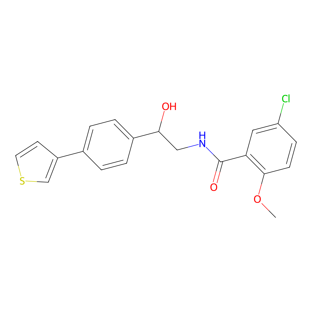 5-chloro-N-{2-hydroxy-2-[4-(thiophen-3-yl)phenyl]ethyl}-2-methoxybenzamide molecular structure, CAS 2310147-03-4