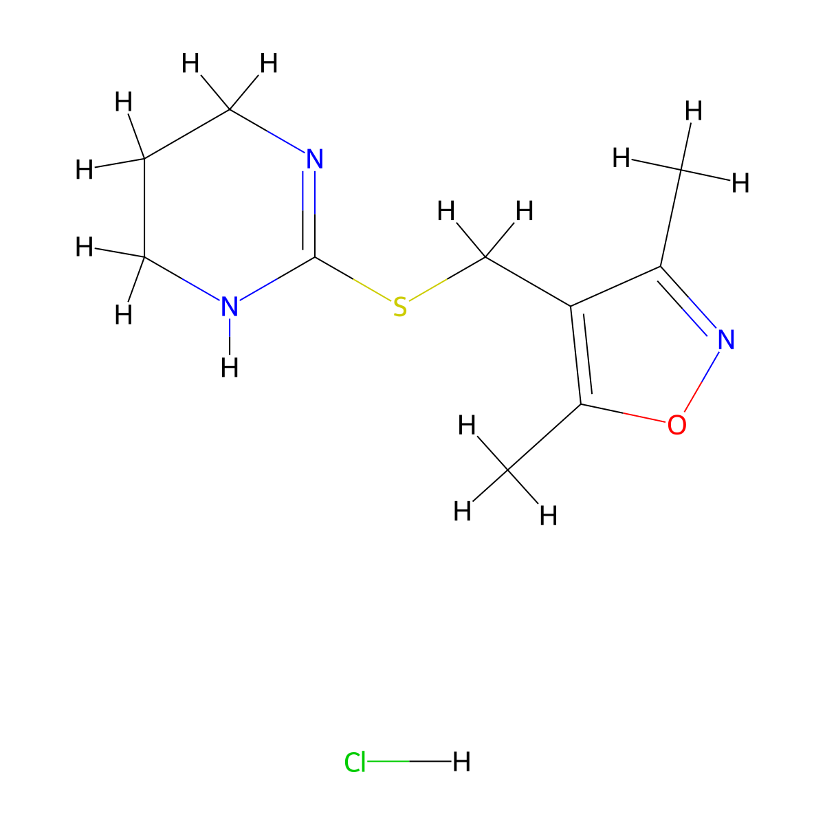 2-{[(3,5-Dimethyl-1,2-oxazol-4-yl)methyl]sulfanyl}-1,4,5,6-tetrahydropyrimidine hydrochloride molecular structure, CAS 2310147-30-7