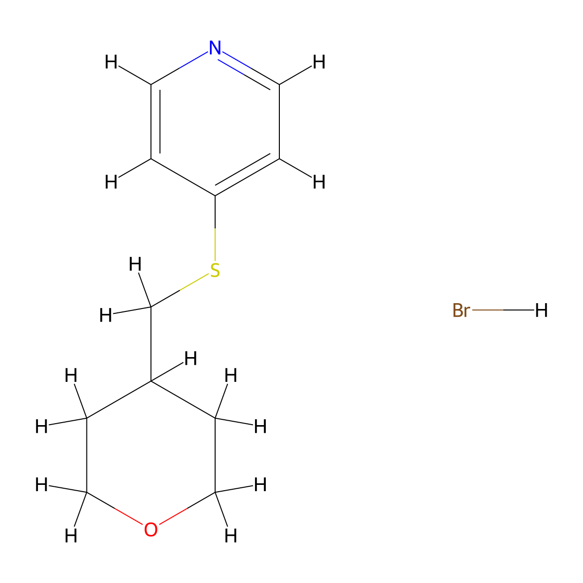 4-{[(Oxan-4-yl)methyl]sulfanyl}pyridine hydrobromide molecular structure, CAS 2310147-39-6