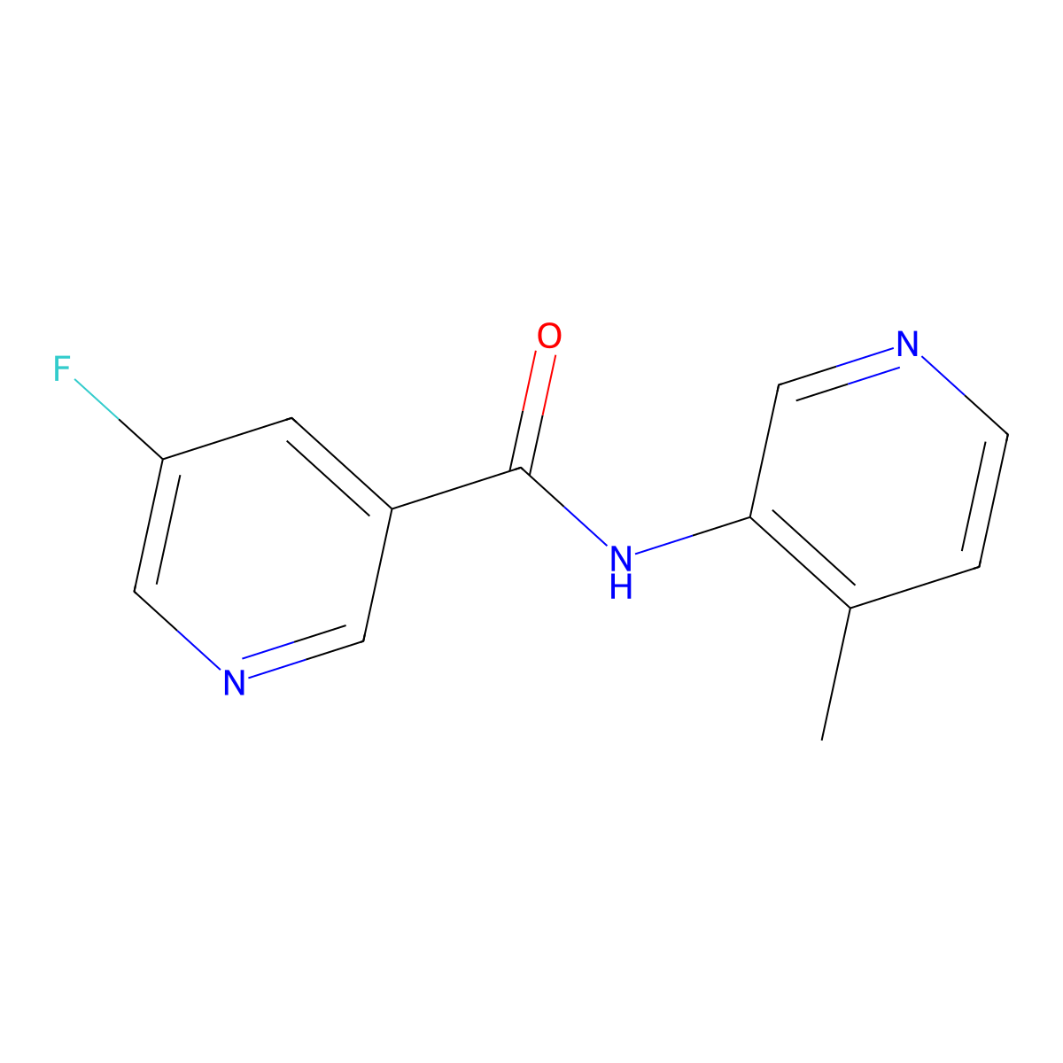 5-fluoro-N-(4-methylpyridin-3-yl)pyridine-3-carboxamide molecular structure, CAS 2310152-23-7