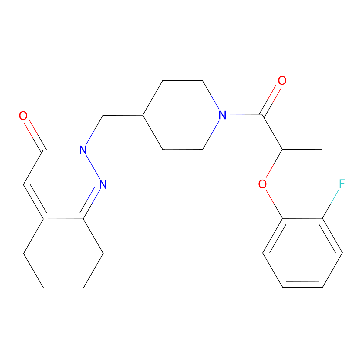 2-({1-[2-(2-Fluorophenoxy)propanoyl]piperidin-4-yl}methyl)-2,3,5,6,7,8-hexahydrocinnolin-3-one molecular structure, CAS 2310152-28-2